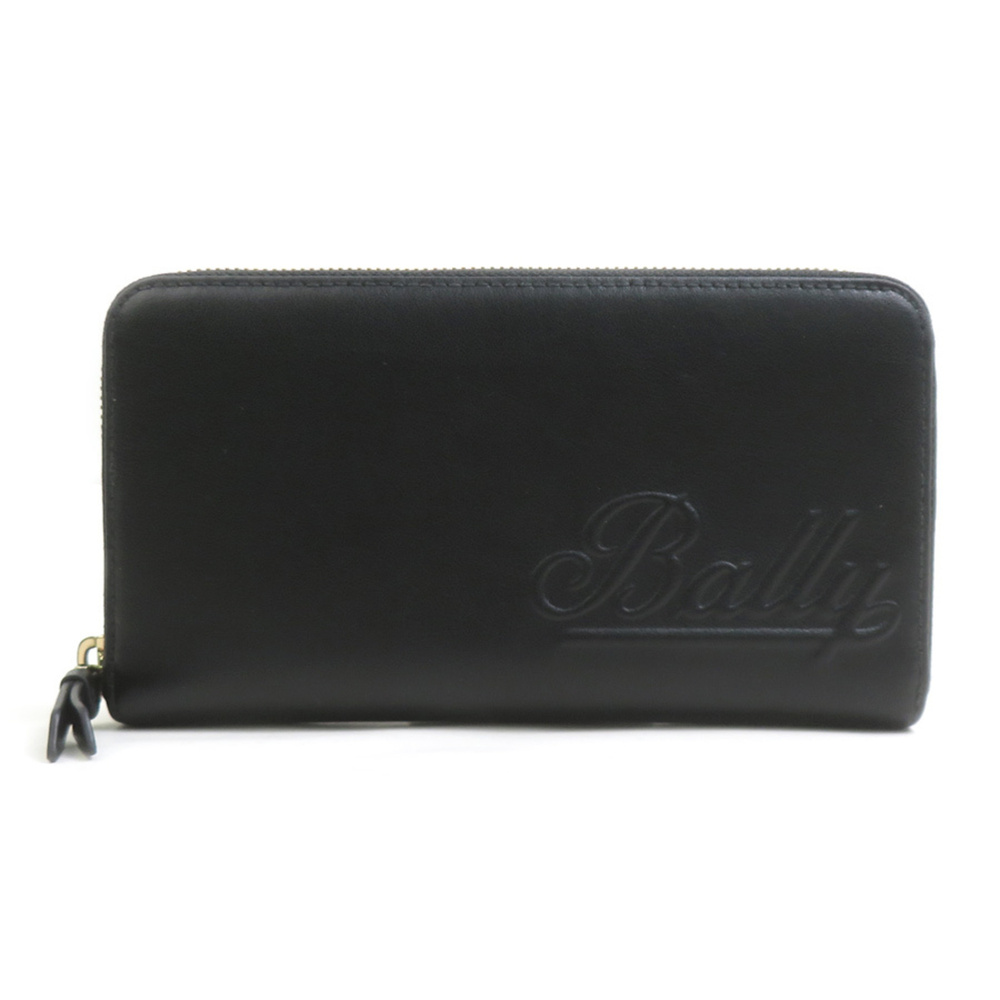Bally BALLY Round Zipper Long Wallet Leather Black r11454a